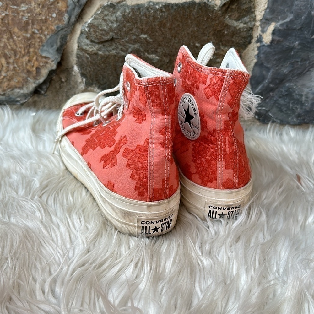 Converse Chuck Taylor Tonal Embroidery Lift Platform Orange Size 8.5 - Picture 6 of 8